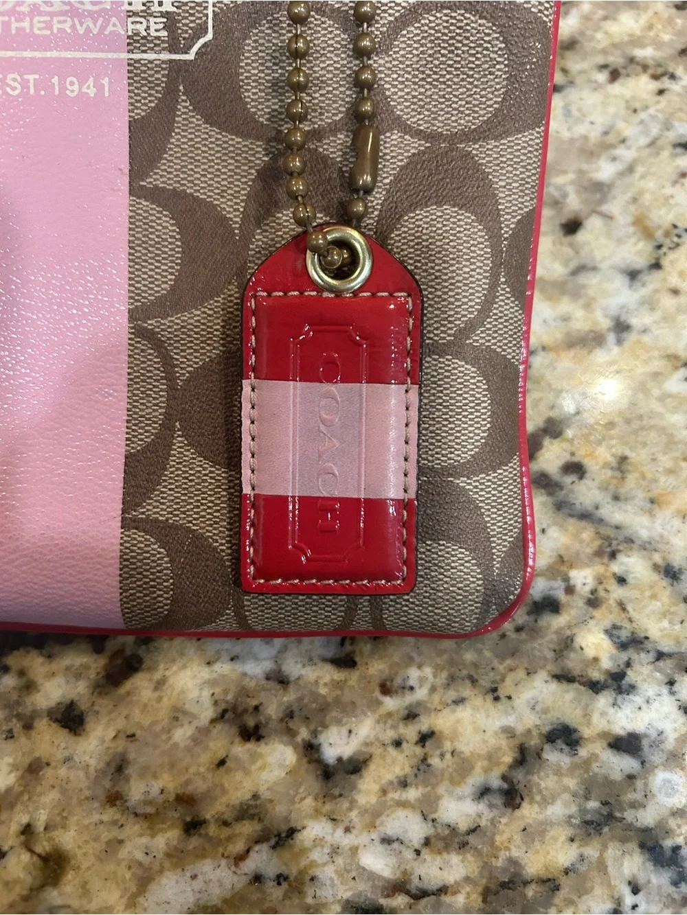 Coach Signature Crossbody with Pink Stripe